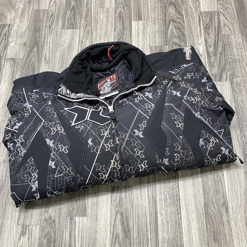 CASTLEX Full Zip Up Collared Black Print Snow Ski Jacket Men's Size XL